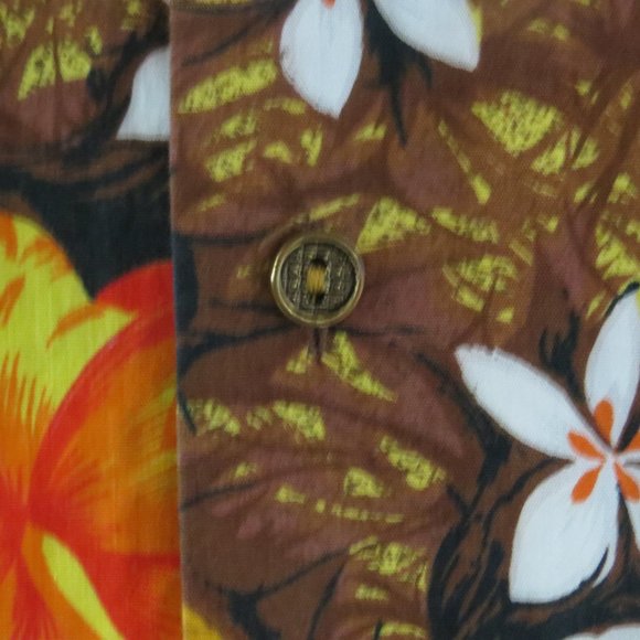 Vintage Hawaiian Shirt - Flowers on Brown by Royal Hawaiian - Men's Large - Picture 5 of 10
